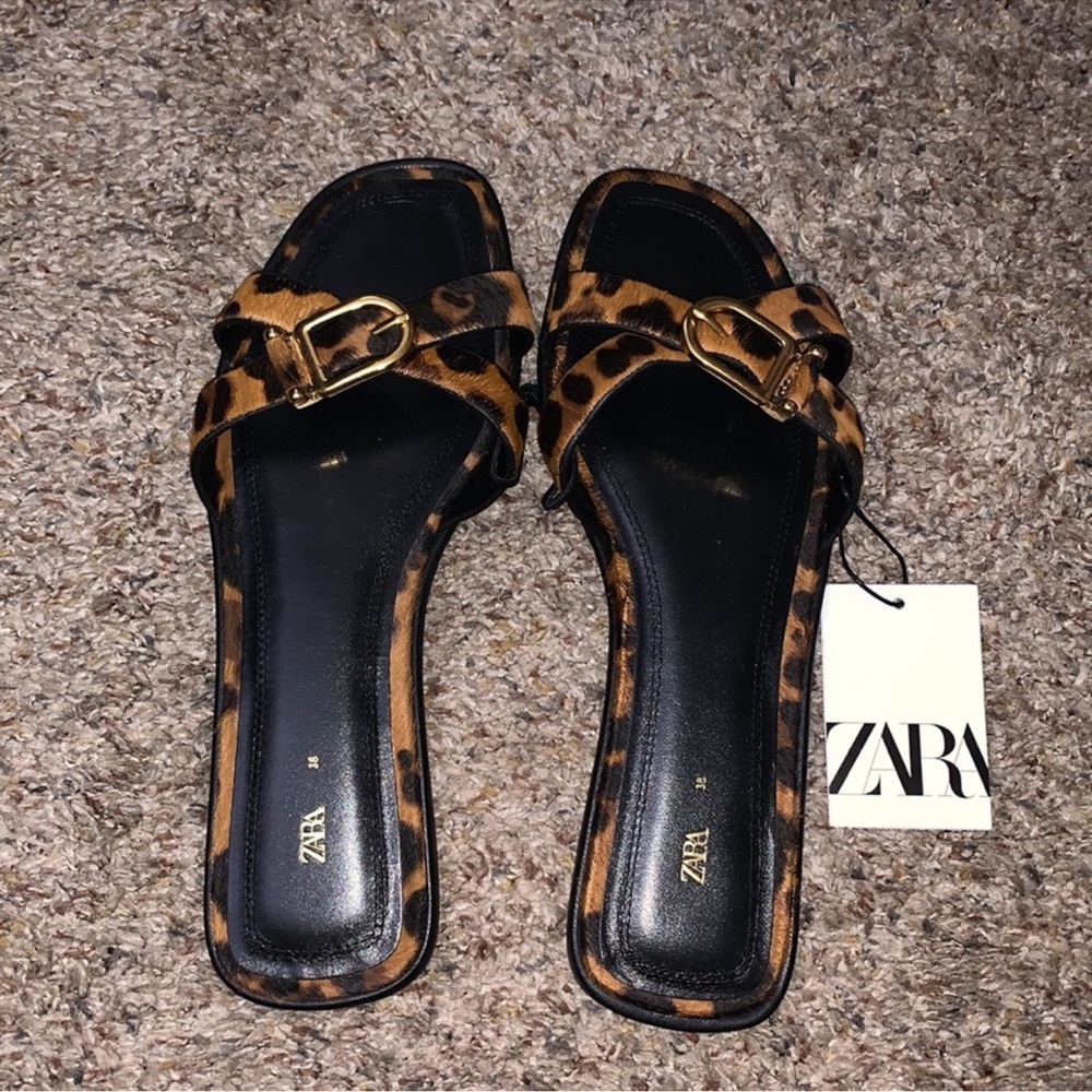 Zara Leopard Print Sandals